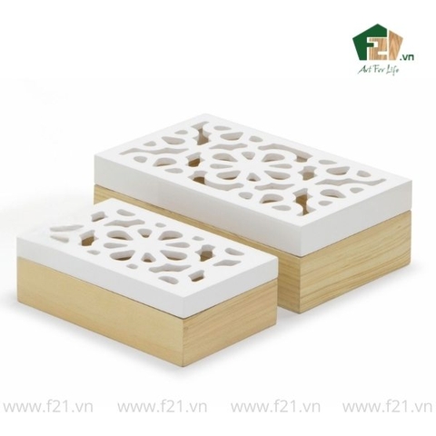 Hộp đựng chữ nhật nắp khoét lỗ họa tiết