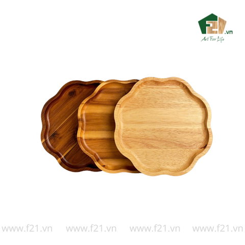 Đĩa hoa gỗ tự nhiên lượn sóng phong cách Pháp cổ điển