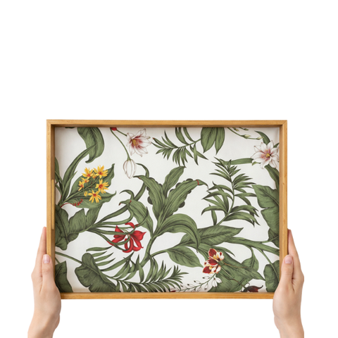 Khay gỗ cao su họa tiết hoa phong lan