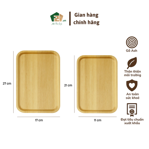 Đĩa gỗ Ash hình chữ nhật
