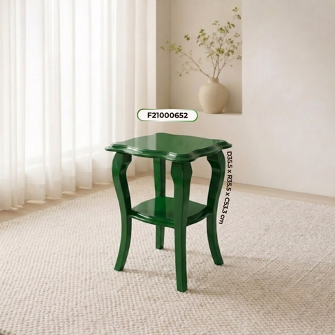 Bàn vuông sơn mài cạnh lượn sóng - 35.5 x 35.5 H53.3 cm - Màu xanh lá