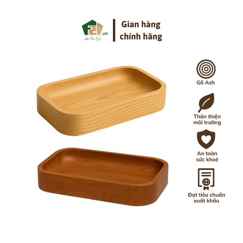 Đĩa gỗ chữ nhật bo góc
