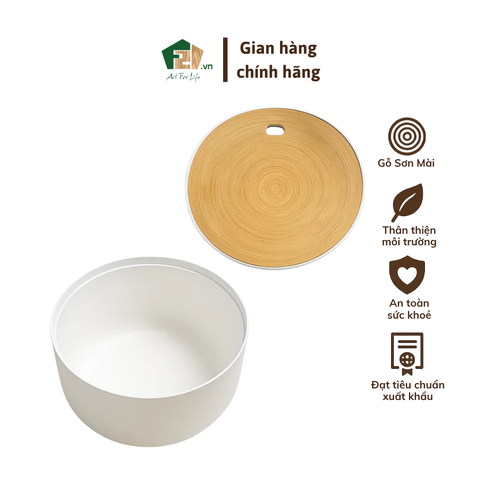 Thùng tròn sơn mài có nắp thụt