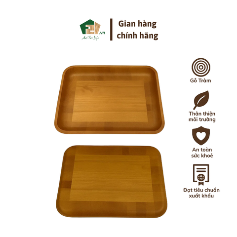 Đĩa Gỗ Hình Chữ Nhật Dày - 35x25 H5 cm