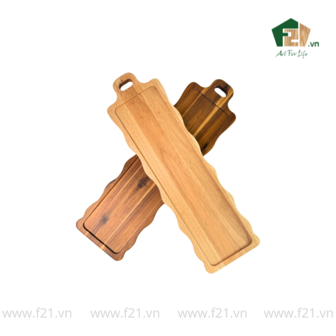 Thớt chữ nhật gỗ tự nhiên viền lượn sóng phong cách Châu Âu
