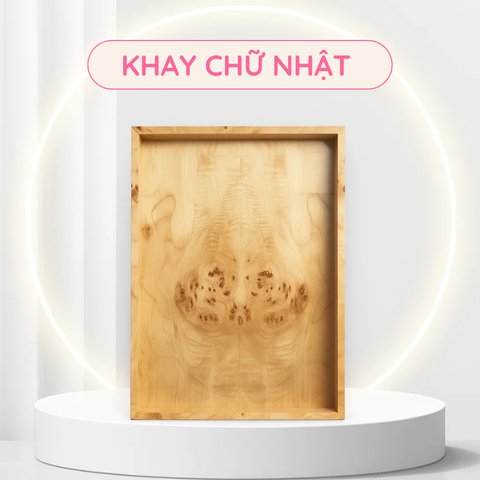 Khay chữ nhật vân mắt gỗ độc đáo sang trọng