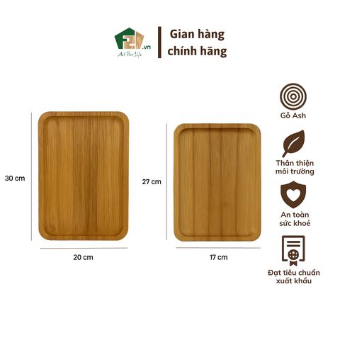 Đĩa gỗ hình chữ nhật tối giản