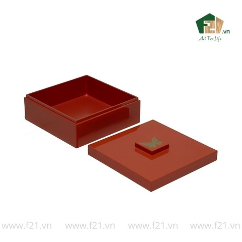 Hộp đựng vuông sơn mài núm in hình bướm