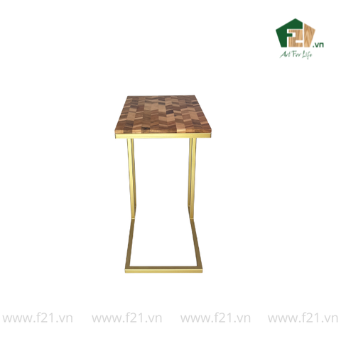 Bàn chữ nhật decor gỗ dáng chữ C nghệ thuật