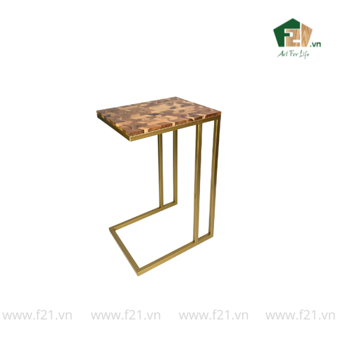 Bàn chữ nhật decor gỗ dáng chữ C nghệ thuật