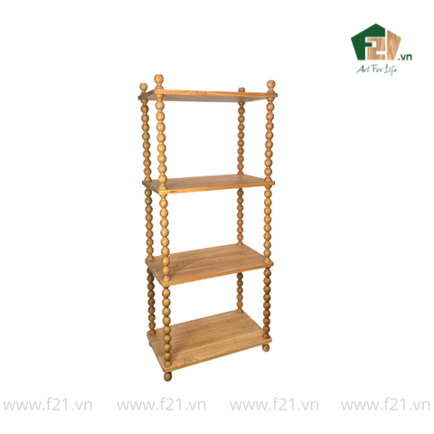 Kệ chữ nhật 4 tầng gỗ với trụ chuỗi oval đẹp mắt