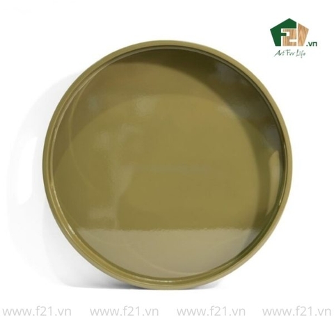 Khay tròn sơn mài có tay cầm