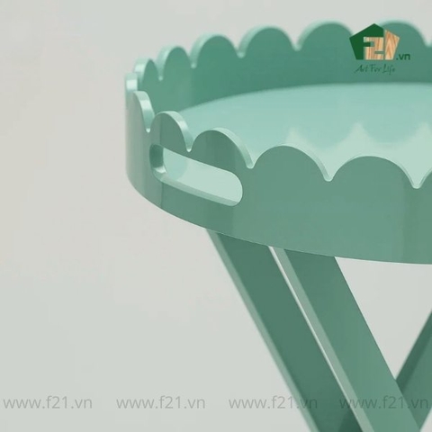 Bàn khay gấp sơn mài viền lượn sóng