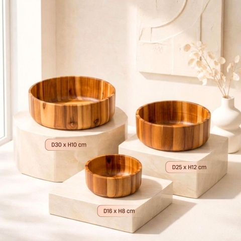 Tô tròn thành đứng gỗ tự nhiên vân sóng độc bản