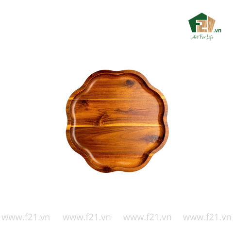 Đĩa hoa gỗ tự nhiên lượn sóng phong cách Pháp cổ điển