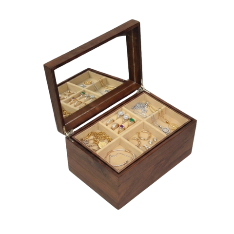 Hộp trang sức gỗ walnut họa tiết hoa mẫu đơn