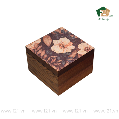Hộp trang sức gỗ walnut họa tiết hoa mẫu đơn