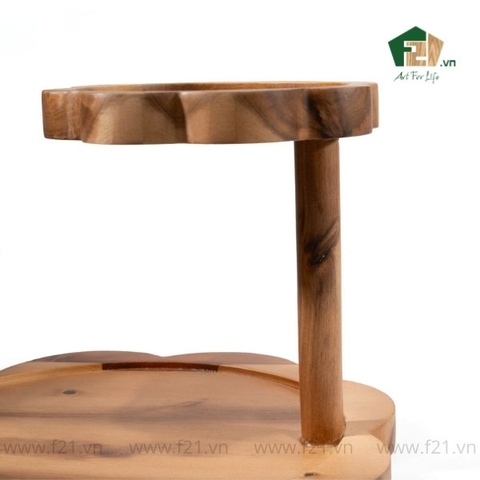 Giá đỡ bánh hình bông hoa 2 tầng gỗ tự nhiên