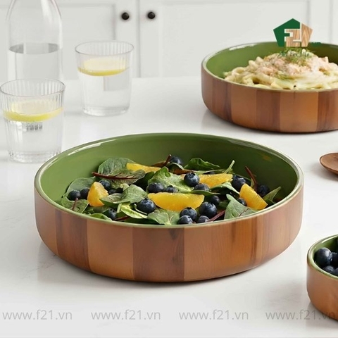 Tô tròn gỗ tự nhiên thiết kế 2 tone màu