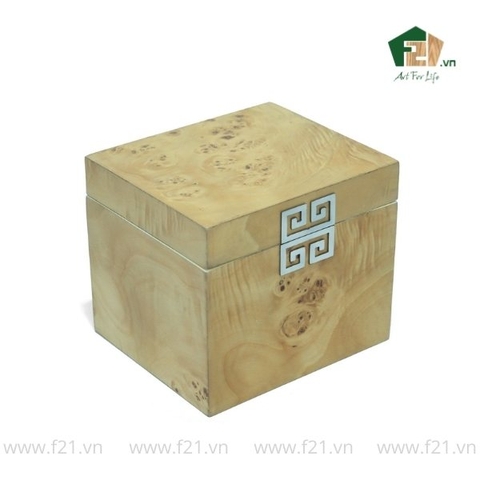 Hộp trang sức vuông vân burl độc đáo