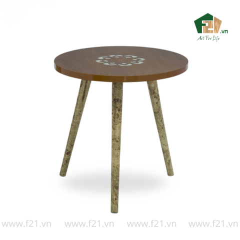 Bàn góc tròn gỗ tự nhiên 3 chân