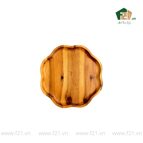 Đĩa hoa gỗ tự nhiên lượn sóng phong cách Pháp cổ điển