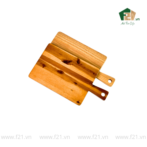 Thớt chữ nhật gỗ tự nhiên có tay cầm cổ điển kiểu Pháp