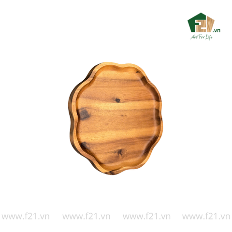 Đĩa hoa gỗ tự nhiên lượn sóng phong cách Pháp cổ điển