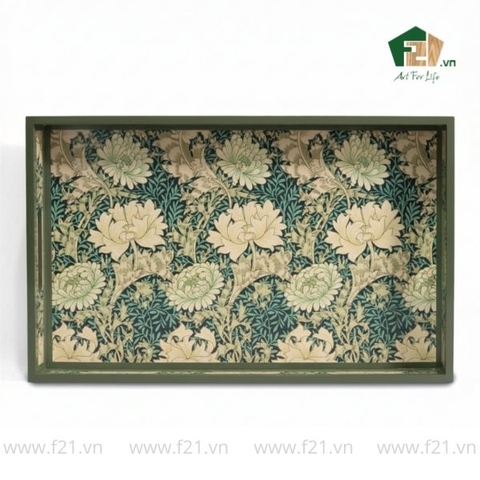 Khay chữ nhật sơn mài họa tiết viền trơn nổi bật