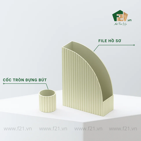 Bộ văn phòng phẩm gỗ sơn mài xanh ngọc kẻ sọc nổi