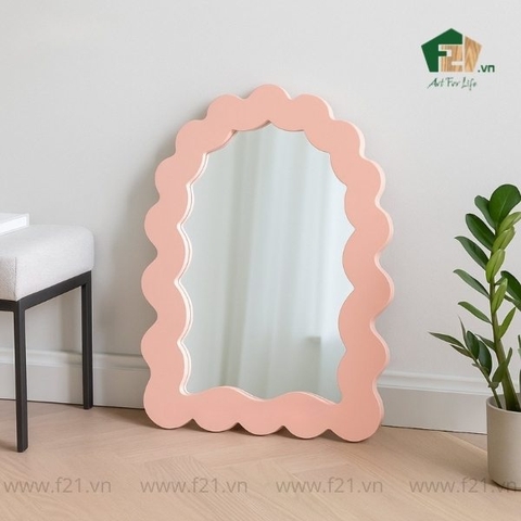 Gương treo tường sơn mài dạng vòm uốn lượn