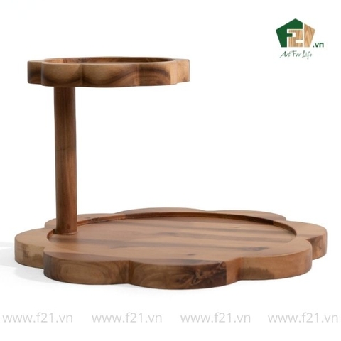 Giá đỡ bánh hình bông hoa 2 tầng gỗ tự nhiên