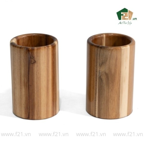 Ống đựng đũa tròn gỗ tự nhiên thiết kế đơn gian