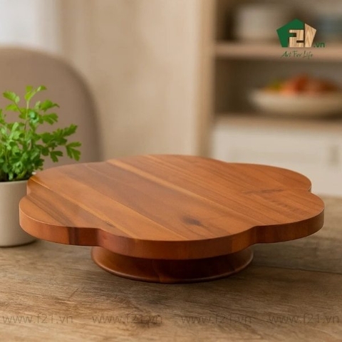 Giá đỡ bánh hình bông hoa gỗ tự nhiên