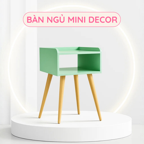Bàn chữ nhật mini decor 4 chân sơn mài màu xanh mint