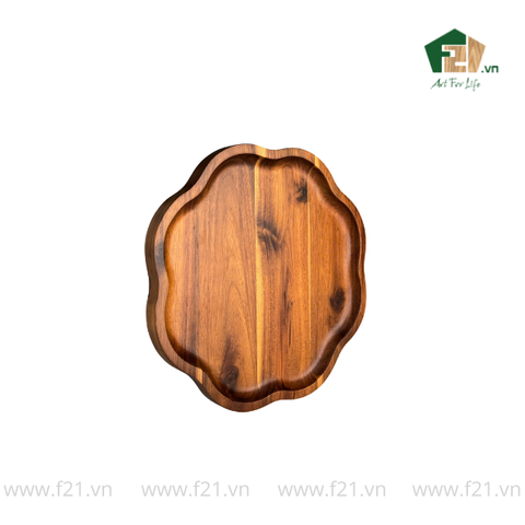 Đĩa hoa gỗ tự nhiên lượn sóng phong cách Pháp cổ điển