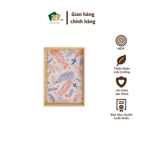 Khay Chữ Nhật Sơn Mài In Họa Tiết Lá Nhiệt Đới