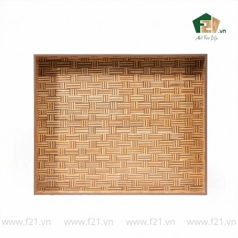 Khay vuông gỗ tự nhiên họa tiết đan
