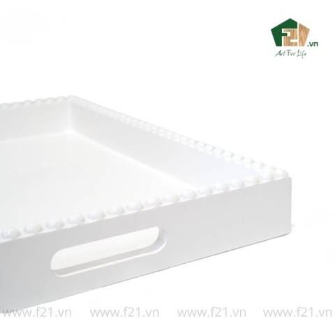 Khay chữ nhật sơn mài viền hạt tinh tế