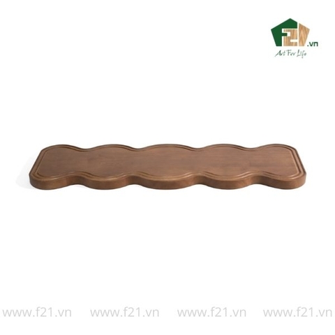 Thớt chữ nhật gỗ tự nhiên có tay cầm viền lượn sóng