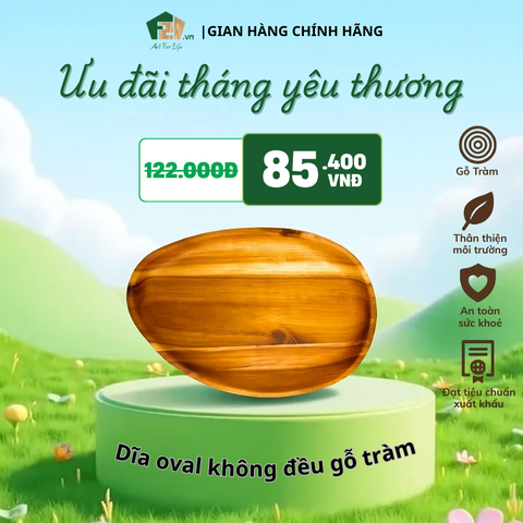 Dĩa oval không đều gỗ tràm
