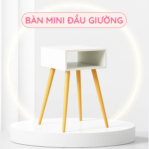 Bàn chữ nhật mini decor 4 chân sơn mài màu trắng