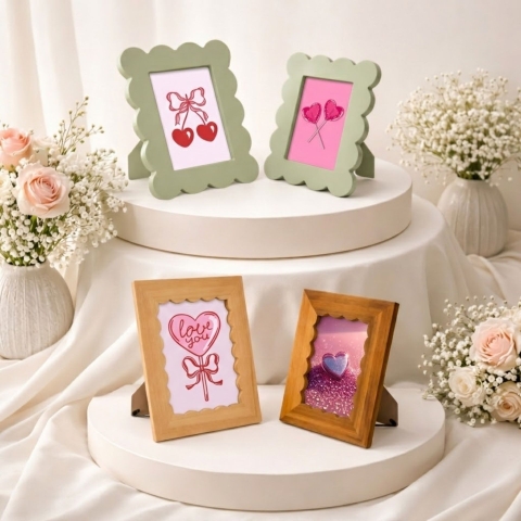 Khung hình chữ nhật gỗ viền lượn sóng mềm mại