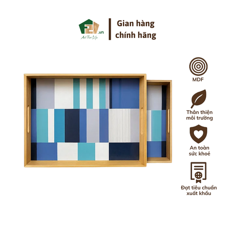 Khay Sơn Mài Chữ Nhật In Họa Tiết Caro Màu