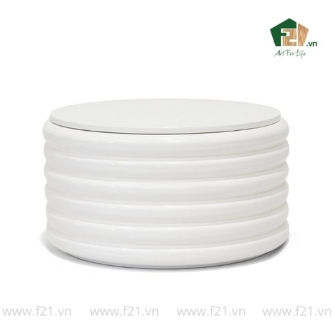 Hộp đựng tròn sơn mài vân rãnh nổi
