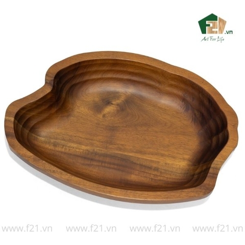 Tô oval gỗ tự nhiên dáng bất đối xứng