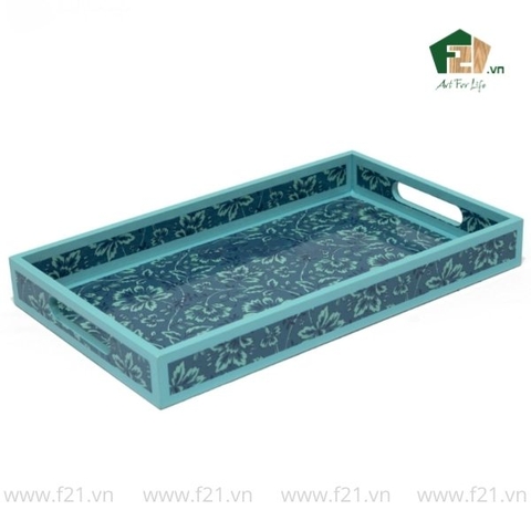 Khay chữ nhật sơn mài họa tiết hoa văn
