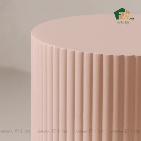 Bàn phụ tròn sơn mài kẻ sọc nổi