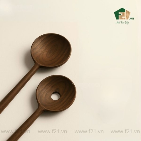 Bộ muỗng gỗ tự nhiên có lỗ tròn tiện lợi