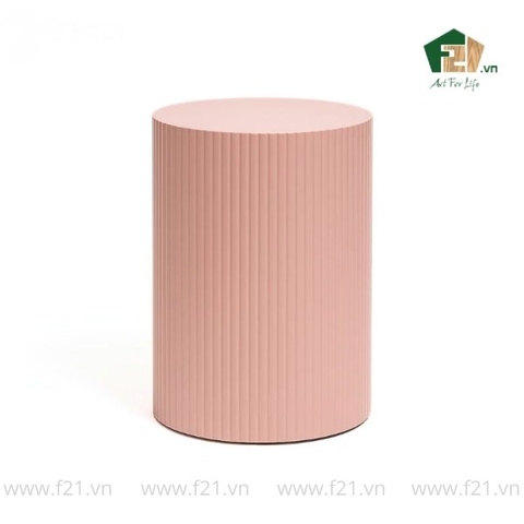 Bàn phụ tròn sơn mài kẻ sọc nổi